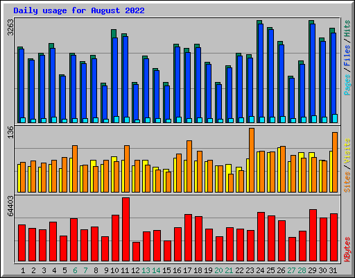 Daily usage for August 2022